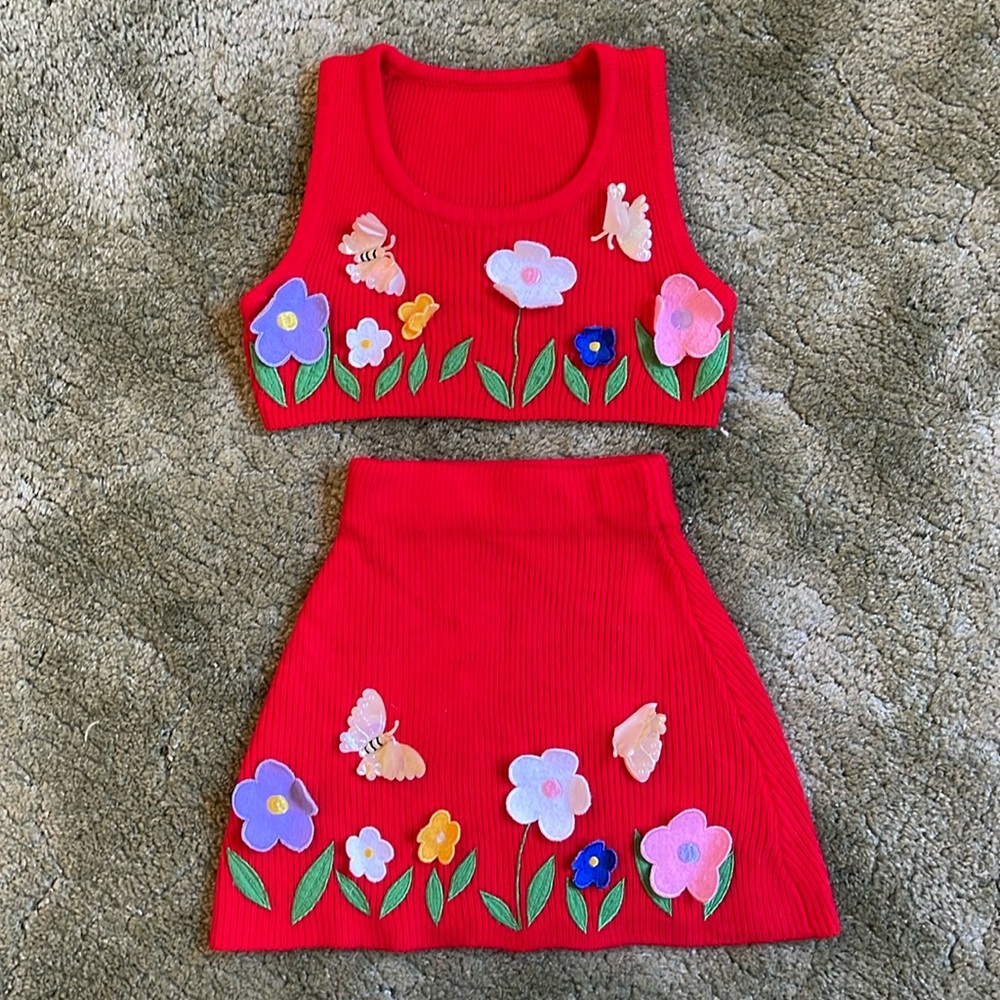 Vintage Knit Set Crop and Skirt